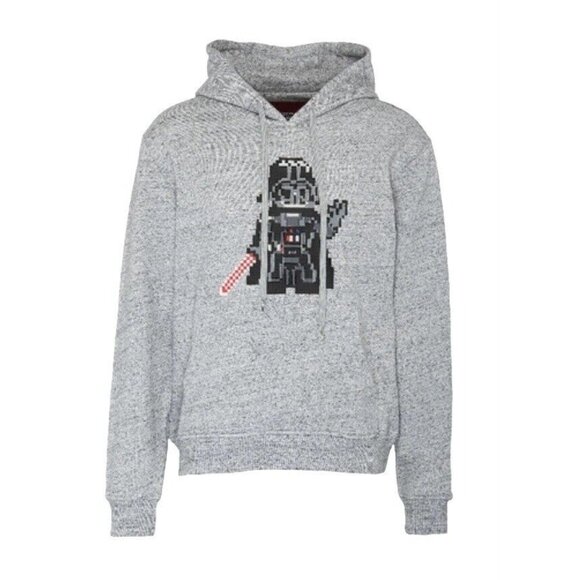 Mostly Heard Rarely Seen 8 Bit Heather Grey Invader Jersey Hoodie Medium Unisex